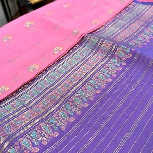 This is a gently used Saree with stitched blouse